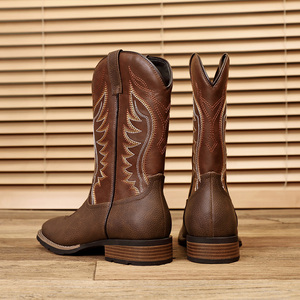Botas Vaqueras para Hombre, Talla Grande 16, Estilo Clásico con Bordado de Alas, Estilo Biker Rockabilly, Tacón Cuadrado - Product Image 5