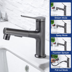 Aquacubic-grifo de bronce negro con <span class=keywords><strong>3</strong></span> funciones para lavabo, rociador extraíble, mezclador de lavabo de un solo orificio - Product Image 4