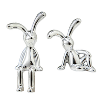 1 pièce Lapin à longues oreilles 3D, Ornement DIY en résine à motif animal, Décoration de console centrale, Placage Art Déco pour l'ameublement