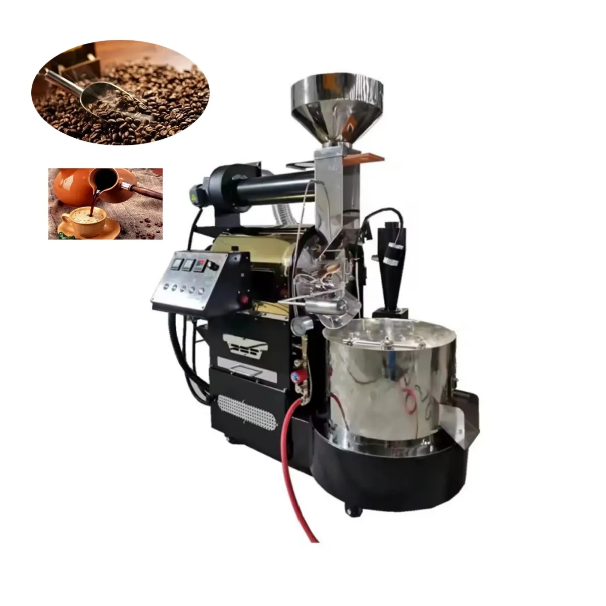 Mesin pemanggang biji kopi komersial, mesin gas, roaster biji kopi komersial 3kg 6kg 12kg 20kg 30kg/tumpuk