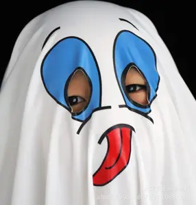 Costume de fantôme pour enfants Costume de fantôme d'Halloween pour garçons Costume de performance parent-enfant T décoratif cape fantôme blanche