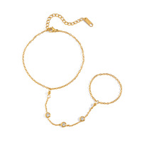 Bracelet de doigt classique en acier inoxydable plaqué or 18 carats de qualité supérieure, avec strass, bijou de main polyvalent haut de gamme pour femme