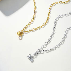 Joyería de moda al por mayor de acero inoxidable pulido 18K chapado en oro CZ en forma de corazón estilos lindos colgante collar para mujer - Product Image 1