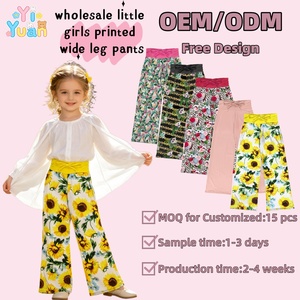 Pantalones de Pierna Ancha con Diseño Personalizado OEM ODM, Cintura Elástica con Lazo, Tela Suave de Seda de Leche, Pantalones Casuales de Playa y Vacaciones para Niñas - Product Image 1