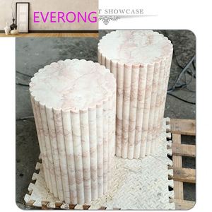 2023 Offre Spéciale Design Rond Restaurant Restauration Rapide <span class=keywords><strong>À</strong></span> Manger Café Marbre Bistro Rose Crème Rose Table En Pierre Pour Restaurant - Product Image 3