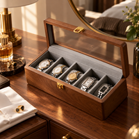 Boîte de rangement pour montres en bois avec doublure en velours, étui de présentation pour 5 montres, pour collection à domicile et cadeaux