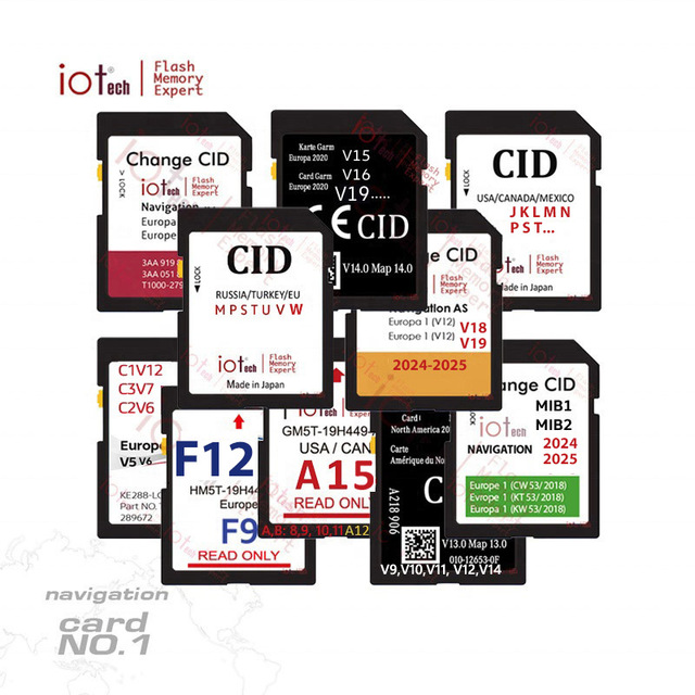 Iotech Custom CID Car Gps Navigation Map Update Sd Card 8gb 16gb 32gb 64gb Memory Navi Sd Card for Opel toyota prius Mazda ford