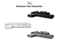 VOXHOME Ensemble de canapés modulaires sectionnels noirs, compressés sous vide, pour salon, appartement, villa nordique, 3, 4, 5, 6, 7, 8 places