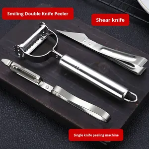 Paslanmaz çelik manuel üç parçalı Set sürdürülebilir mutfak patates soyucu meyve havuç rende çok fonksiyonlu sebze dilimleme - Product Image 2