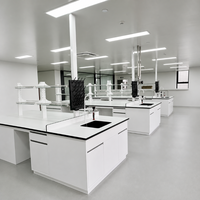 Table de laboratoire centrale en acier, banc îlot en acier avec étagère de rangement et robinet d'eau pour laboratoire microbiologique - Vente chaude