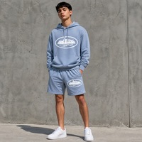 Ensemble de survêtement personnalisé pour homme en coton 100% mi-lourd respirant, grande taille, coupe classique, avec impression graphique sérigraphiée rétro