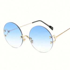 Lunettes de soleil rondes vintage de luxe pour femmes 2021, en métal, sans monture, UV400 - Product Image 4