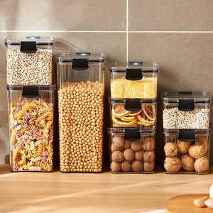 Oferta Especial: Contenedores de Almacenamiento de Alimentos de Plástico PET Verticales, Sellados y Transparentes, en 5 Tamaños, Ideales para Especias y Accesorios de <span class=keywords><strong>Cocina</strong></span> - Product Image 1