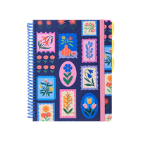 Cuaderno Espiral con Ilustraciones Florales Garden Breeze A4, 100 Hojas, con Banda Elástica y Separadores