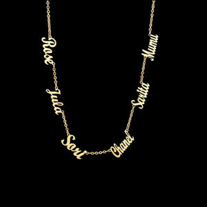 Oro plata chapado en oro rosa de acero inoxidable múltiples alfabeto inicial carta tres nombres collar - Product Image 3