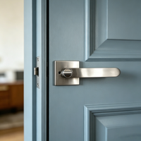 Serrure de porte à levier carrée en acier inoxydable à trois barres, fonction passage tubulaire, sans clé