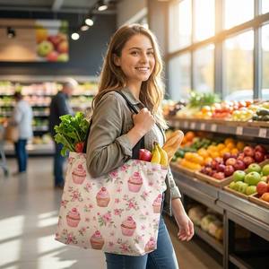 Multi Pattern <b>Foldable</b> Shopping <b>Bag</b> Single Shoulder Lightweight Reusable Grocery Tote Snap Folding Eco <b>Bag</b> Supermarket Outing - Product Image 4