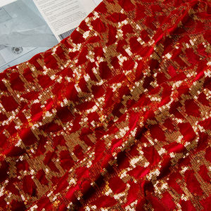 深蓝色韩国天鹅绒面料2026s高品质亮片面料刺绣晚礼服 - Product Image 4