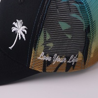 Casquette en maille brodée motif palmier, style décontracté urbain, en stock, vente en gros