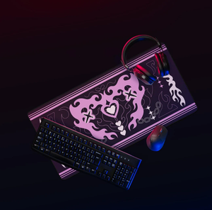 Tapis de <span class=keywords><strong>souris</strong></span> gaming Cœur Flamme Rose, grand tapis de bureau esthétique Dark Grunge Punk, tapis de clavier étendu pour décor de bureau de gamer fille - Product Image 2