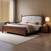 Nouvelle plateforme de lit avec rangement en bois de noyer massif de style chinois, rembourrée, taille King/Queen, pour chambre à coucher, nouveau modèle