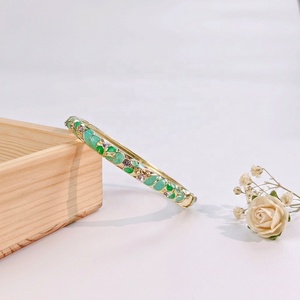 Wholesale Women's Vintage Christian Alloy Irregular Teardrop Enamel Rhinestone Cloisonne Bangle Gold Plated Multi Color <b>Crystal</b> - Product Image 3