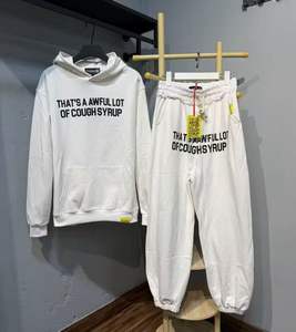 Conjunto de Sudadera con Capucha y Pantalones Deportivos de Algodón Estampado de Alta Calidad con Estampado de Jarabe para la Tos, Pantalones Deportivos Personalizados con Cremallera para Hombre - Product Image 3