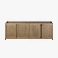Buffet de salle à manger de style provincial français à 4 portes en chêne patiné, armoire de rangement, fabrication sur mesure OEM ODM.