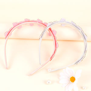 قطعتان من عصابات الرأس الأميرية البيضاء اللؤلؤية المرصعة بالأحجار الكريمة للفتيات مع زخرفة الفراشة - Product Image 5