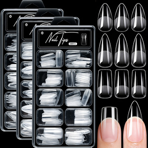 100 pièces Capsules d'ongles en <span class=keywords><strong>gel</strong></span> souple, forme amande carrée, semi-mates, à couvrance totale, à presser, pour <span class=keywords><strong>extension</strong></span> de <span class=keywords><strong>gel</strong></span>, à retirer par trempage - Product Image 2