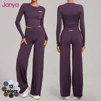 Ensemble de sport pour femmes Janya, vêtements de fitness et de yoga, t-shirt à manches longues, pantalon taille haute, tenue décontractée, vêtements de sport actifs, ensembles 2 pièces pour femmes