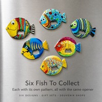 Décapsuleur aimanté en mélamine en forme de poisson tropical, souvenir pour les boutiques de cadeaux côtiers