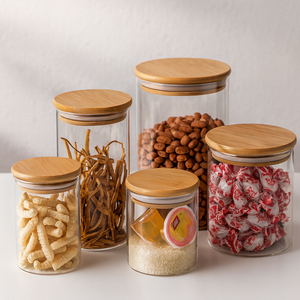 <span class=keywords><strong>Barattoli</strong></span> <span class=keywords><strong>in</strong></span> <span class=keywords><strong>Vetro</strong></span> Cristallo Personalizzabili per <span class=keywords><strong>Cucina</strong></span> con Coperchio <span class=keywords><strong>in</strong></span> Bambù, Contenitori Alimentari Sostenibili con Caratteristiche Staccabili <span class=keywords><strong>in</strong></span> Legno - Product Image 4