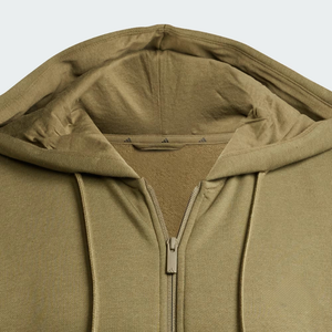 เสื้อมีฮู้ดมีซิปสีเขียวมะกอกสำหรับผู้ชายเสื้อสเวตเชิ้ตลำลองสำหรับเล่นกีฬาแขนลายทางสีดำผ้าคอตตอนเนื้อนุ่มผสม - Product Image 4