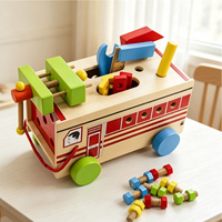 Kit de construction de bus en bois à démonter, jouet de montage pour enfants de 3 ans et plus, cadeau éducatif Montessori DIY, logo personnalisé OEM ANNA & BECK