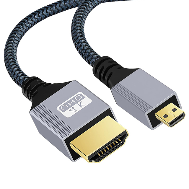 4K 60Hz 3D 48Gbps A-D Digital Video Converter HDMI to Micro HDMI Nylon Weaving Cable Braided Shielding for HDTV Digital Camera