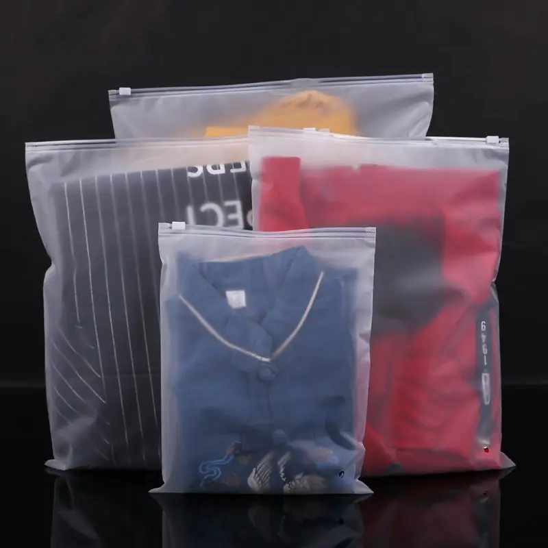 사용자 정의 포장 인쇄 로고 자기 씰링 셔츠 옷 지퍼 잠금 명확한 지퍼 잠금 플라스틱 지퍼 젖빛 의류 가방
