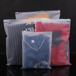 Bolsas de plástico esmeriladas para ropa, embalaje personalizado con logotipo impreso, autosellado, para camisa, ropa, cierre de cremallera transparente
