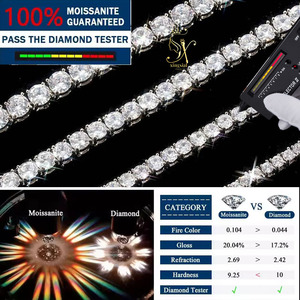 تصميم الأزياء الهيب هوب مجوهرات راقية 4-VVS1 D لون الجليد من موسانيت S925 الفضة قلادة التنس Mossanite - Product Image 4