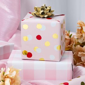 Burymento Wrapping <b>Paper</b> 17 In X 32.8 Ft Reversible Polka Dots Check Design For Baby Shower Birthday Valentine Mothers Day - Product Image 6