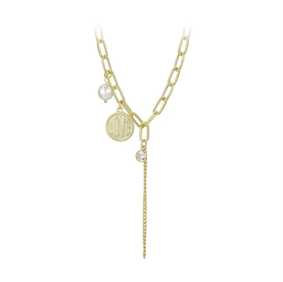 Colar YM-01489 Xuping jóias luxo luz 14K ouro fringe design personalizado longo colar de pérolas colar de cristal pequeno