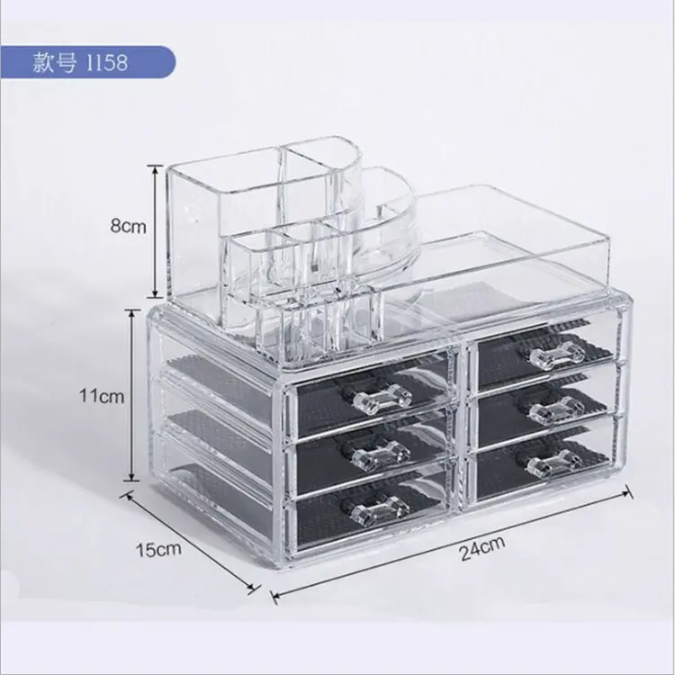 2022 hot sale Wholesale Multifunction Big Capacity Plastic Clear Jewelry Makeup Organizer With Drawers