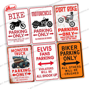 BIKER PARKING SEULEMENT TOUS LES AUTRES SERONT CRUSHED Vintage Metal Sign Man Cave Wall Decor 8 "x 12" Retro Tin Sign Wholesales - Product Image 3
