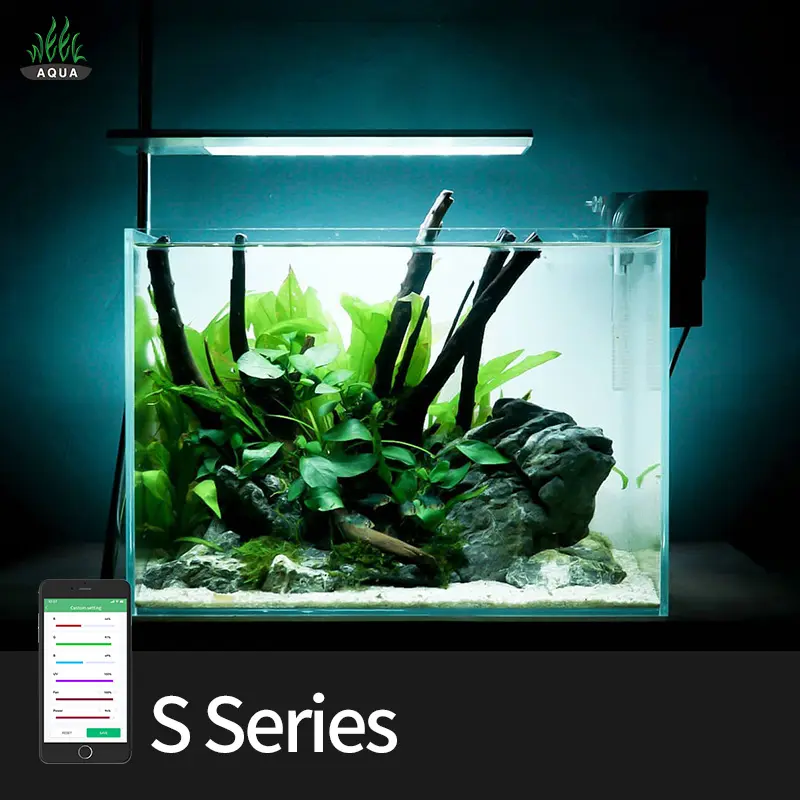 Lampu aquarium cerdas led spektrum penuh, lampu tanaman dalam ruangan RGB seri S minggu