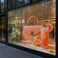 Film LED transparent adhésif pour vitrine de magasin, à coller sur le verre.