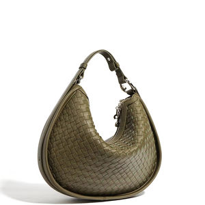 Bolso de Hombro de Cuero Genuino, Silueta de Luna Creciente, Estilo de Lujo Ligero, Bolso Tejido Premium, Procesamiento ODM - Product Image 1