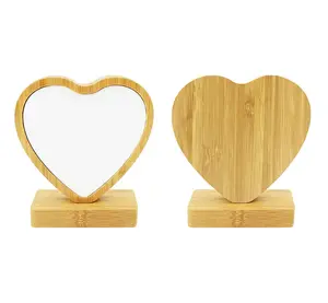 Natuurlijk Hout Fotolijst Ouder Kind Souvenir Paar Cadeau Custom Diy Display Hart Ronde Houten Sublimatie Blanco Fotolijst