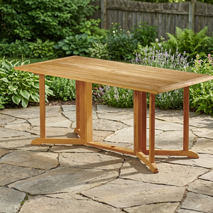 6ft Durable <b>Folding</b> <b>Dining</b> <b>Table</b>-<b>Modern</b> Lightweight Solid Wood with Teak Frame for Outdoor Events & Camping - Product Image 3