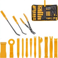 Kit de 19 outils de démontage de garnitures avec sac de rangement, extracteurs de clips de fixation, outils de démontage de garnitures automobiles en plastique, pinces de rembourrage et outils de démontage de bornes