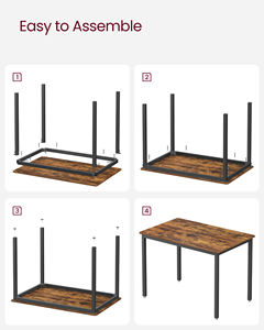 Table à manger <span class=keywords><strong>VASAGLE</strong></span> en bois brun de style industriel pour 4 personnes, meubles de salle à manger, table de <span class=keywords><strong>cuisine</strong></span> - Product Image 6